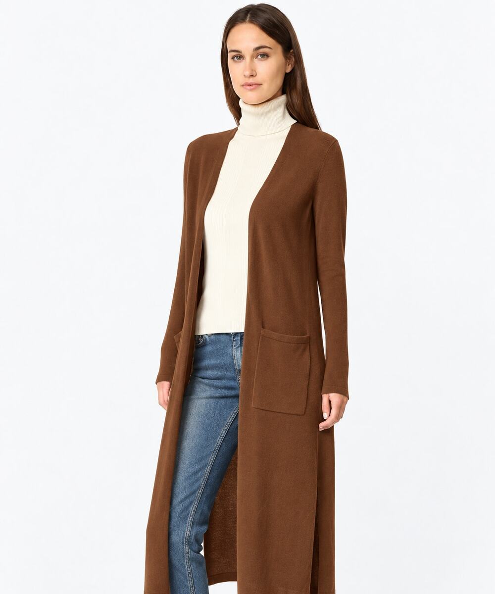 Theory Torina B Cashmere Open-Front Long Duster Cardigan